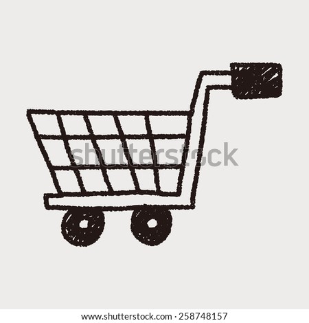shopping cart doodle drawing - stock vector