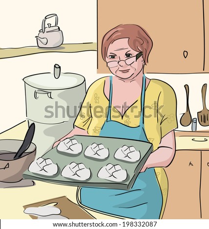 Grandma Cooking Stock Vectors Vector Clip Art Shutterstock