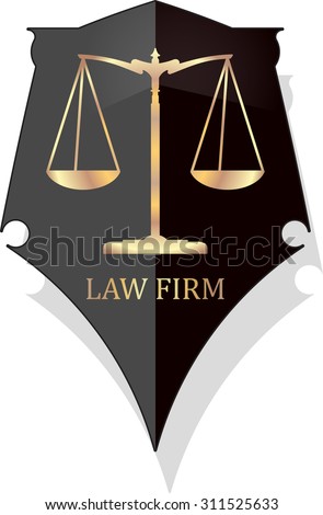 Legal+Scale+Logo+Seal Justice scale icon with caption LAW FIRM in gold grunge style on a ...