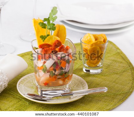 Ceviche pacific ocean and south america