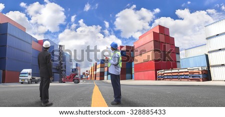 foreman control Industrial Container Cargo freight ship from his 