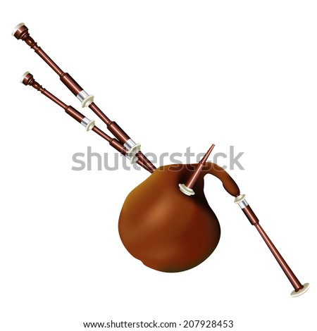 Musical Instruments SeriesTraditional German Bagpipe Isolated On