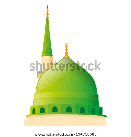 a vector draw of Masjid Nabawi in madina - stock vector