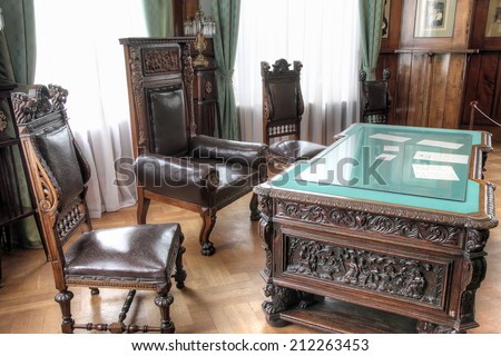 CRIMEA, LIVADIA - May 08.2009: Former South residence of the Russian emperors. Cabinet - stock photo
