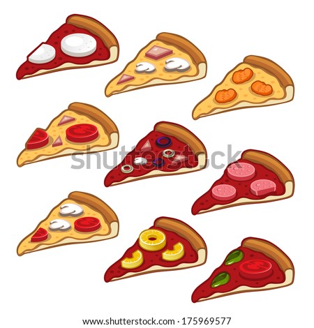 Pizza icon set - stock vector