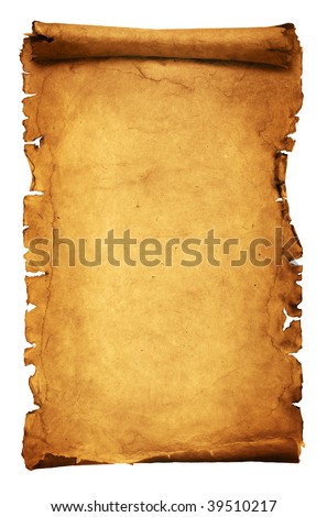 Ancient manuscript isolated over a white background - stock photo