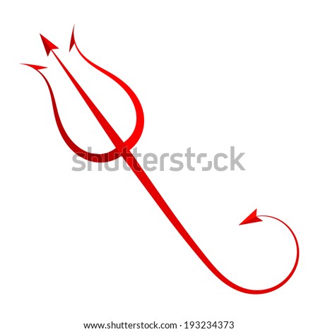 Red Trident devil - stock vector