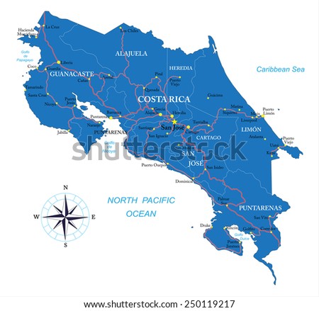 Costa Rica Map Stock Photos, Images, & Pictures | Shutterstock