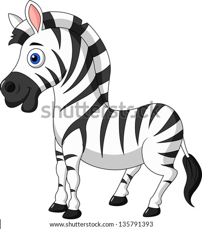 Cute zebra cartoon - stock vector