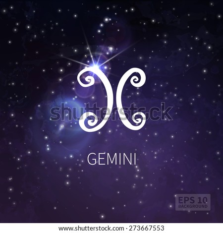 Vector background universe (texture). Gemini zodiac. Stars and sky ...