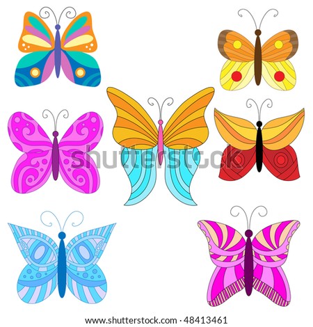 Butterflies Different Multicolored Set Stock Photos, Butterflies ...