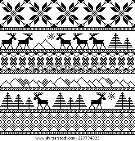 Traditional christmas knitted ornamental pattern with deer. Vector ...