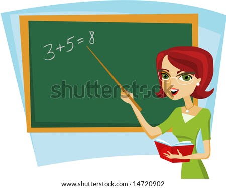 Cartoon Blackboard Teacher Woman Stock Photos, Images, & Pictures ...