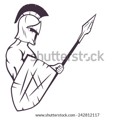 spartan with spike and shield vector illustration, eps10, easy to edit ...