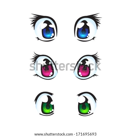 Set of anime Eyes - stock vector