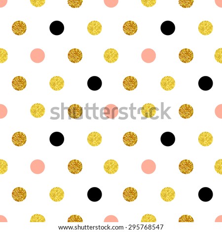 Vector seamless pattern with dots of rose gold and black. Gold dots ...