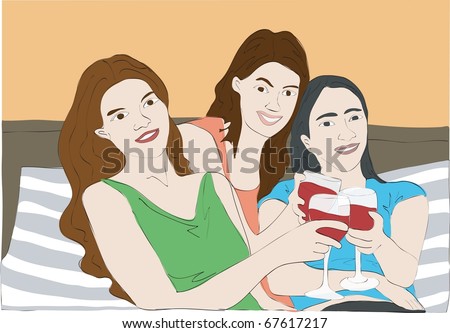 Group Of Women Drinking Wine Stock Vectors & Vector Clip Art | Shutterstock