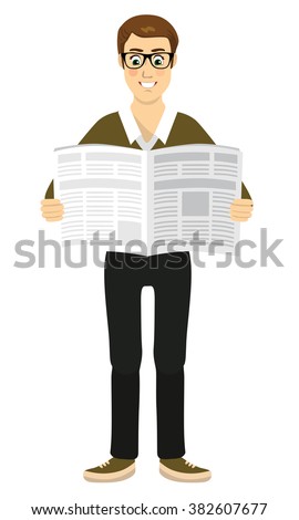 Cartoon Man Newspaper Reading Stock Photos, Images, & Pictures ...