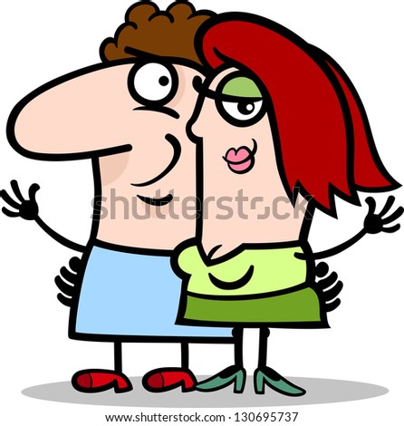 Cartoon Vector Illustration of Happy Man and Woman Couple in Love ...