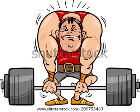 Cartoon Vector Illustrations of Strongman Athlete or Weightlifting ...