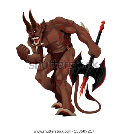 Angry demon. Cartoon vector isolated character. - stock vector