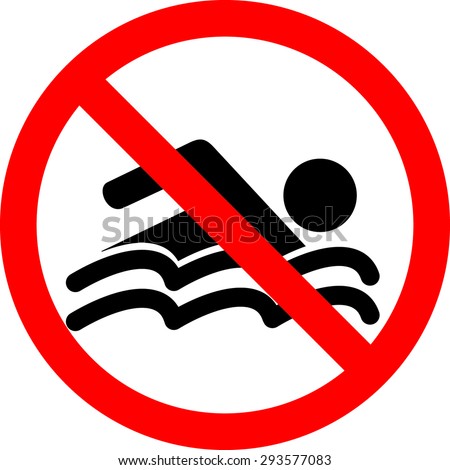 No swimming sign, on white background, vector illustration - stock vector