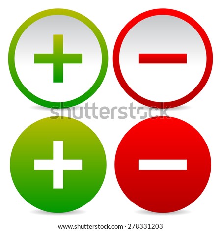 Plus and minus signs, symbol s - stock vector