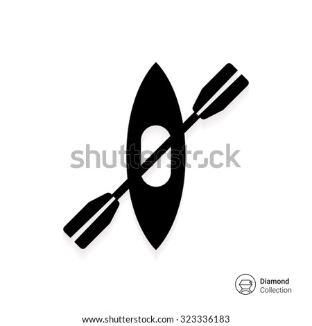 Icon of kayak with paddle - stock vector