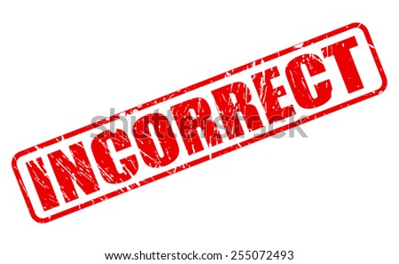 Incorrect red stamp text on white - stock vector