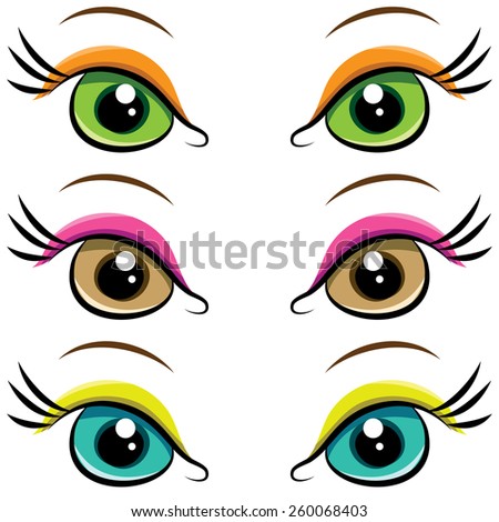 Set of several pairs of eyes. vector - stock vector