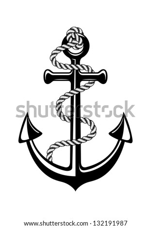 anchor with rope - stock vector