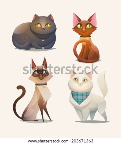 Cat characters. Cartoon vector illustration. - stock vector