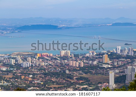 Birdeye view of Georgetown, capital of Penang Island, Malaysia from top ...