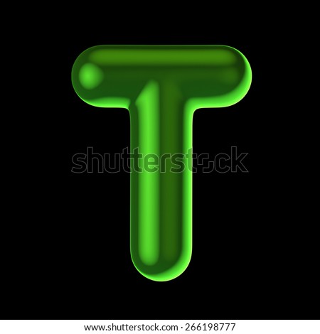 Letter T from round green back light alphabet. There is a clipping path ...