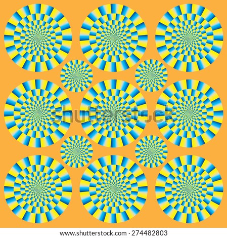 Hypnotic show of rotation. Spin Circles (motion illusion). Optical ...