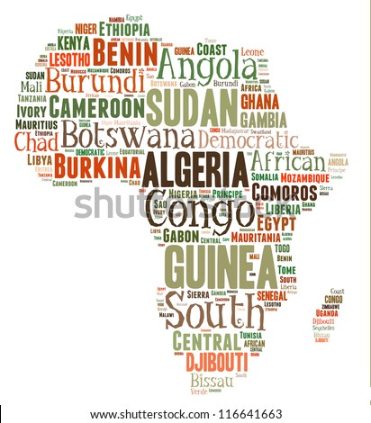 African countries in word collage - stock photo