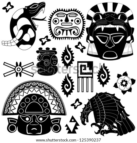 Vector image of ancient American pattern on white - stock vector