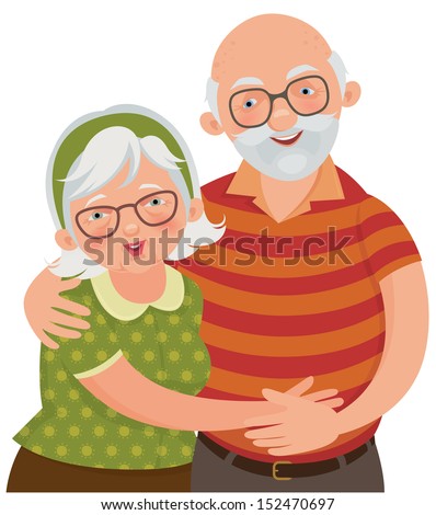 Cartoon Couple Elderly Illustration Vector Stock Photos, Images ...