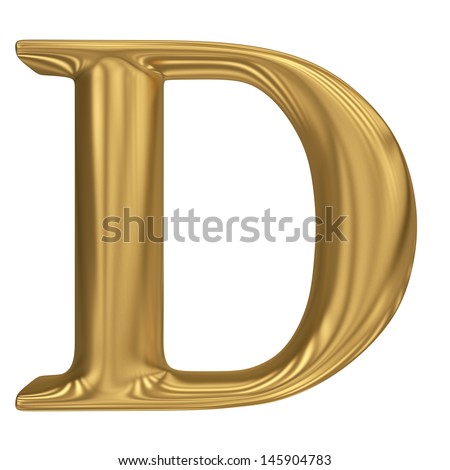 Golden letter D. Gold solid alphabet, high quality 3d render - stock photo