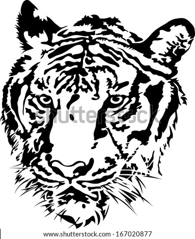 Tiger head silhouette, illustration vector design. - stock vector