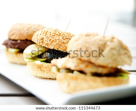 Grilled Burger Mini burgers - stock photo