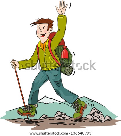 Stock Images similar to ID 83352154 - cartoon of a hiker with an...