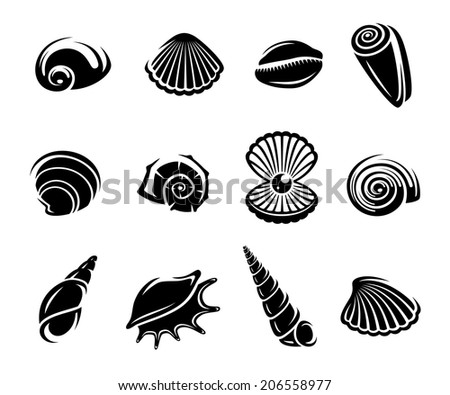 Stock Images similar to ID 115931005 - set with silhouettes seashells