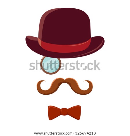 Gentlemen with mustache, top hat, and bow tie symbol - stock vector
