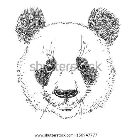 Funny panda face black and white Free Vector / 4Vector
