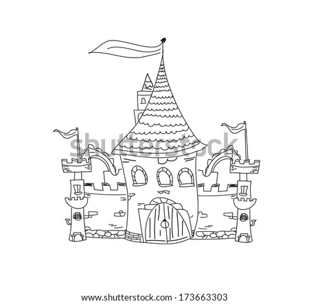 Cartoon Castle Outline clip art Free Vector / 4Vector