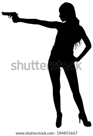 Girls with gun silhouettes Free Vector / 4Vector