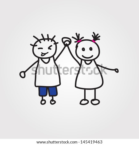 children vector hand drawn